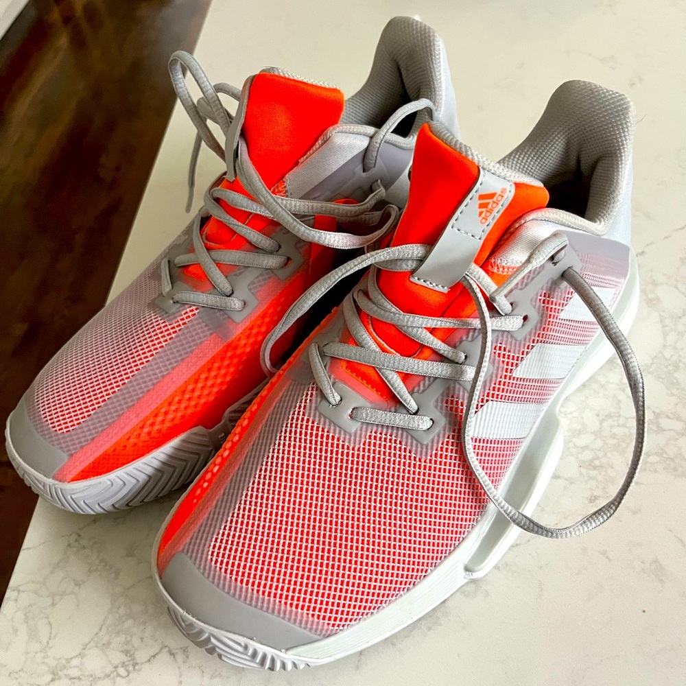 Adidas Women’s Solematch Bounce Women's Tennis Shoe - Grey/Orange. Worn once!
